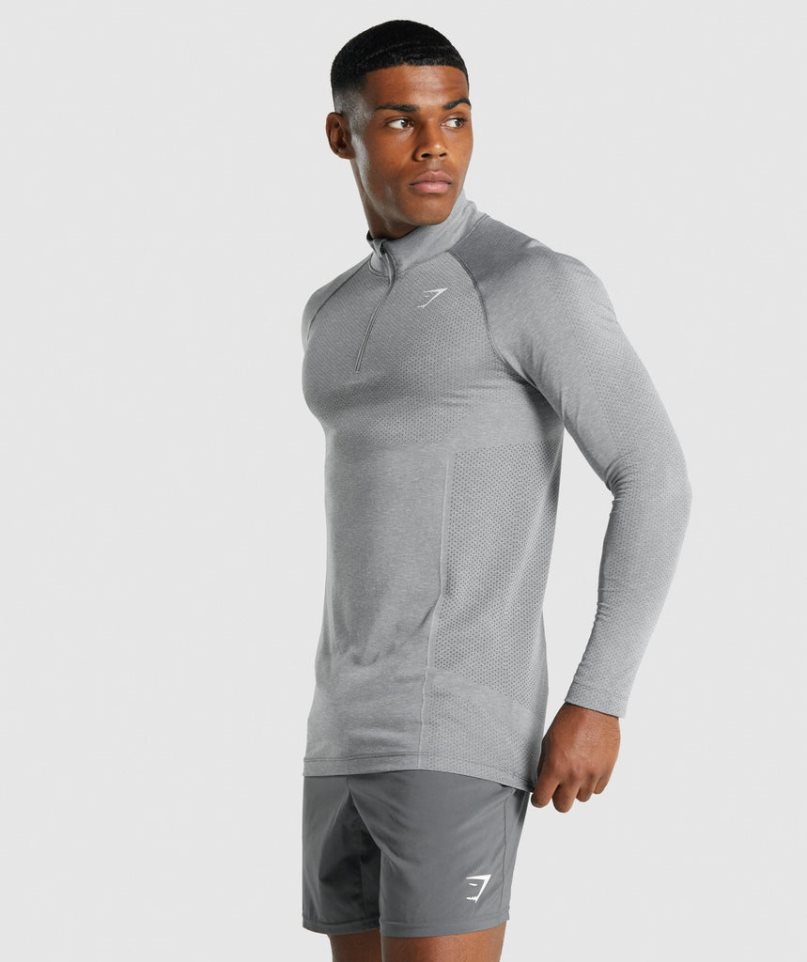 Men's Gymshark Vital Light 1/4 Zip Sweatshirts Light Grey | NZ 8TUYGK